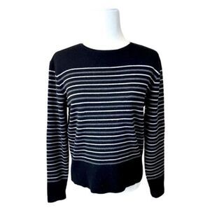 ITALTEMPO 100% Merino Wool Sweater Black Striped